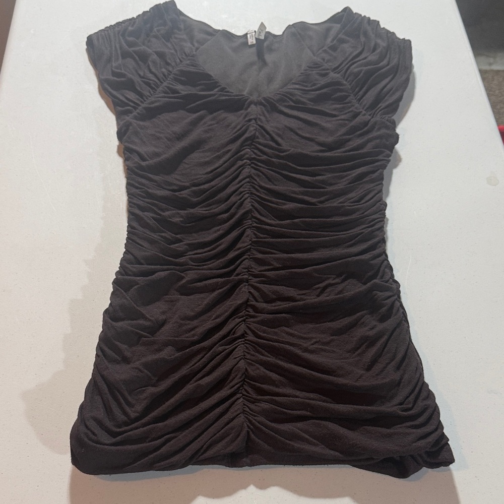 Studio Y Elegant Black Ruched Blouse